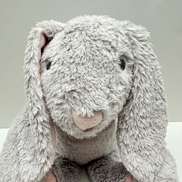 Elegant Baby Soft Gray Hook & Loop Paws Bunny Rabbit 16" Plush Stuffie Lovey - Picture 4 of 7